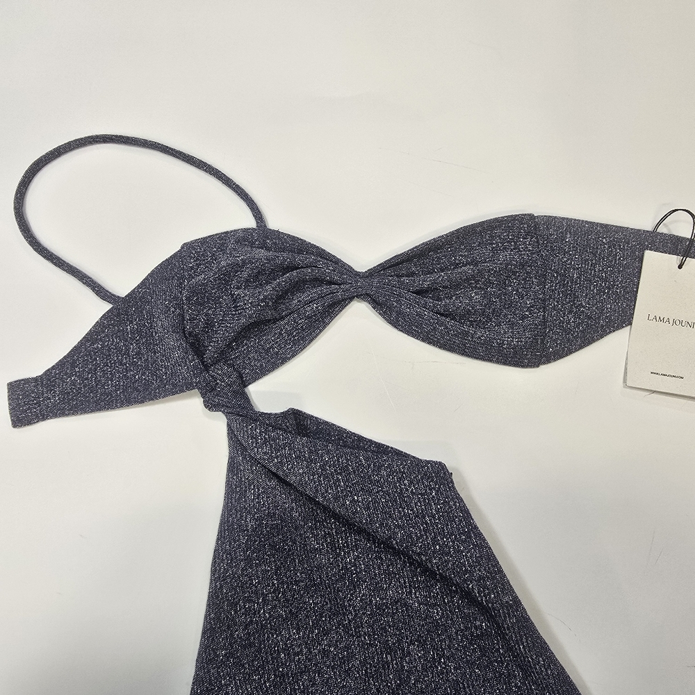 Lama Jouni Bandeaux Maxi Dress in Blue Shimmer - Picture 5 of 11